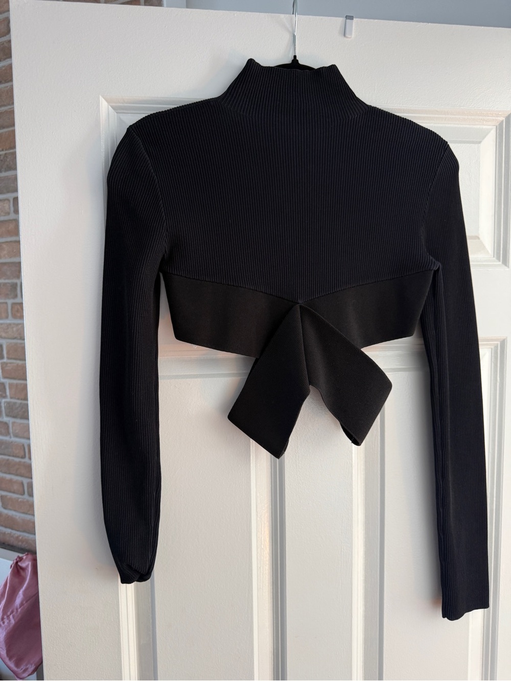Dion Lee Ribbed Cropped Mock Neck Top with Cut-outs